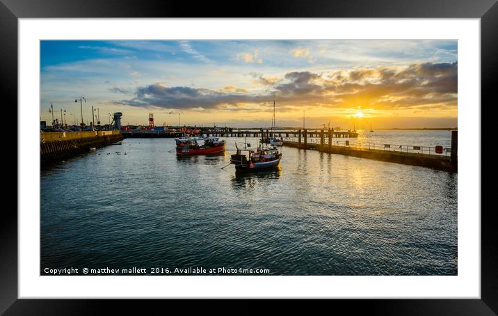 September Sunset Over Halfpenny Pier Harwich Framed Mounted Print by matthew  mallett