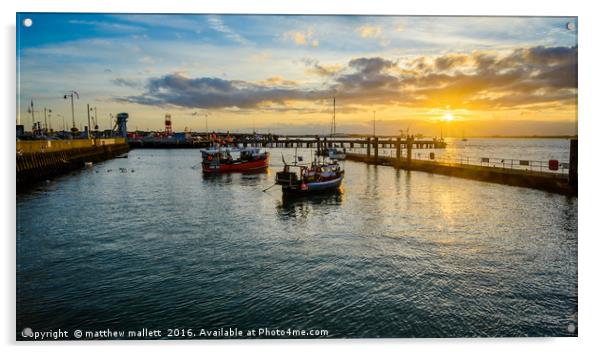 September Sunset Over Halfpenny Pier Harwich Acrylic by matthew  mallett