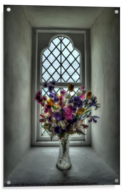 Flowers on Church sill Acrylic by David Oxtaby  ARPS