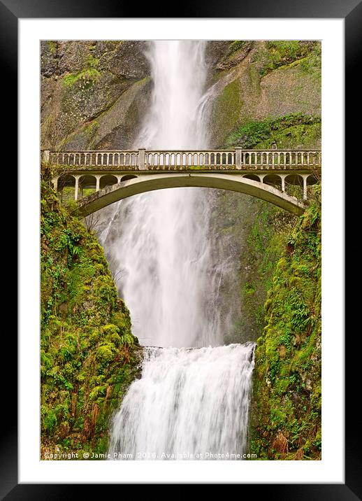 Close up view of Multnomah Falls in the Columbia R Framed Mounted Print by Jamie Pham