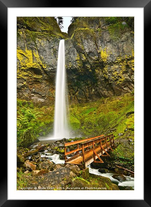 Scenic Elowah Falls in the Columbia River Gorge Framed Mounted Print by Jamie Pham