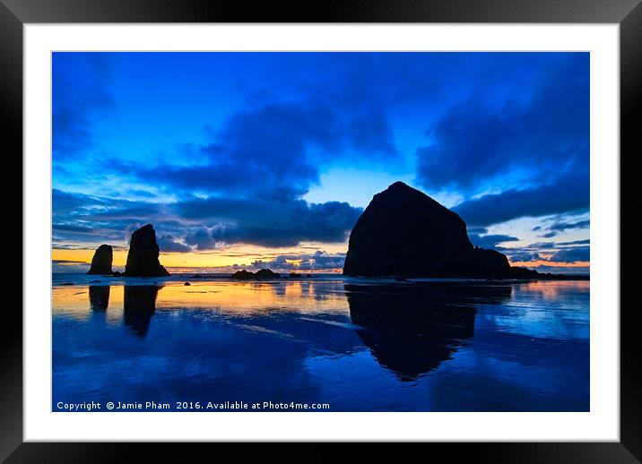 Cannon Beach Sunset Framed Mounted Print by Jamie Pham