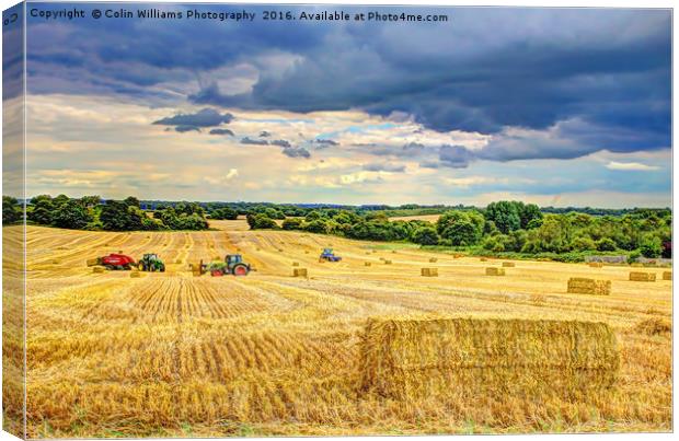 Creating Straw Bales After Harvest Of  Barley Canvas Print by Colin Williams Photography