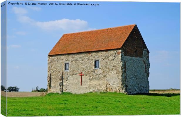 St Peters Chapel Bradwell  Canvas Print by Diana Mower