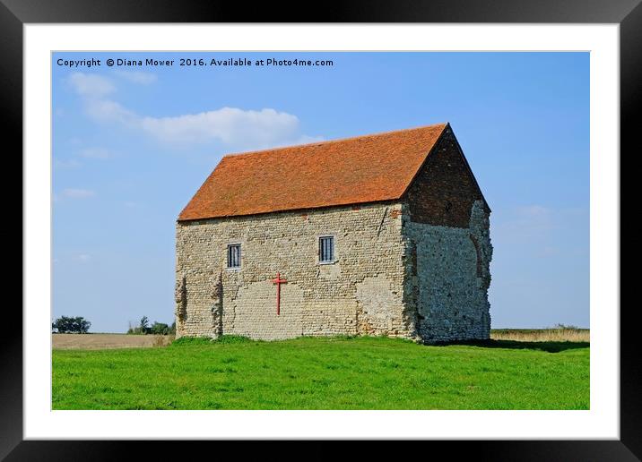 St Peters Chapel Bradwell  Framed Mounted Print by Diana Mower