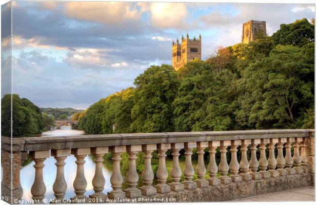 Durham Cathedral from Prebends Bridge Canvas Print by Alan Crawford