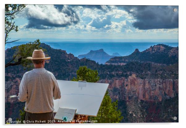 Artist at work - Grand Canyon North Rim  Acrylic by Chris Pickett