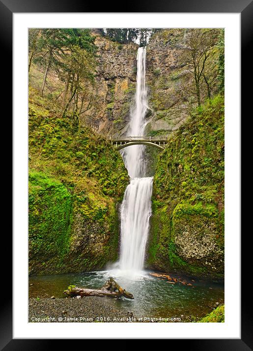 Full view of Multnomah Falls in the Columbia River Framed Mounted Print by Jamie Pham