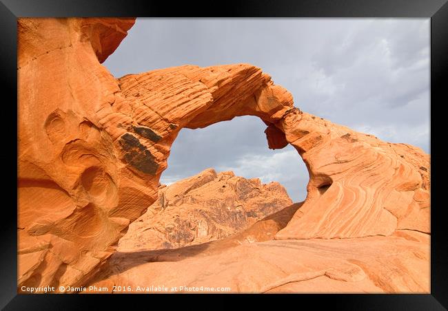 Arch Rock in the Valley of Fire State Park, Nevada Framed Print by Jamie Pham