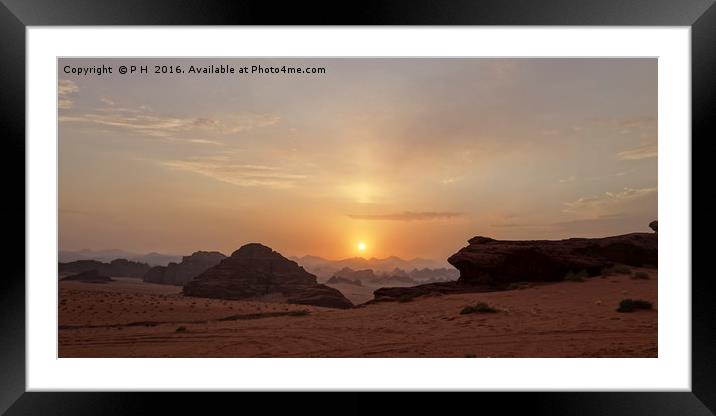 Desert Sunset Framed Mounted Print by P H