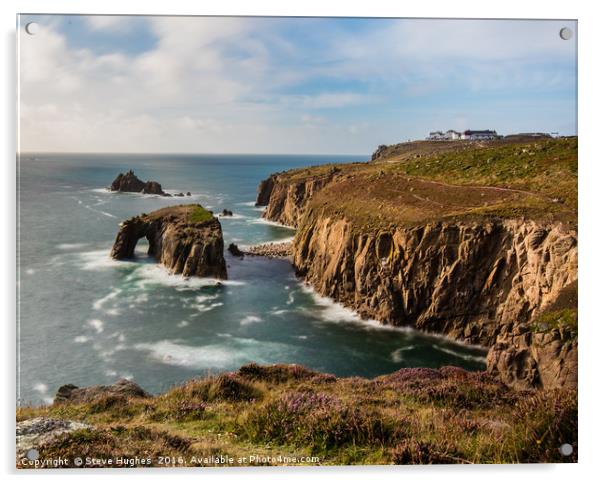 Land's End Cornwall Acrylic by Steve Hughes