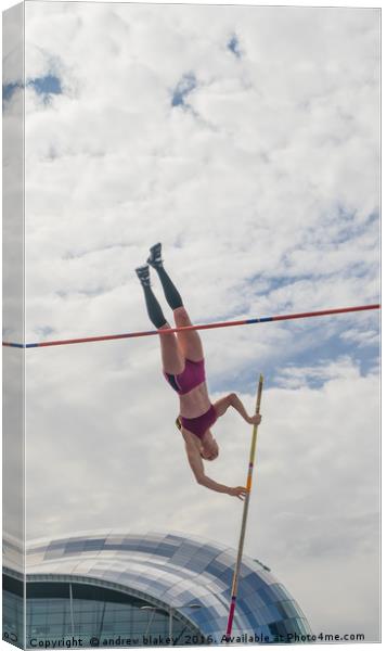 Great north city games - womans pole vault Canvas Print by andrew blakey