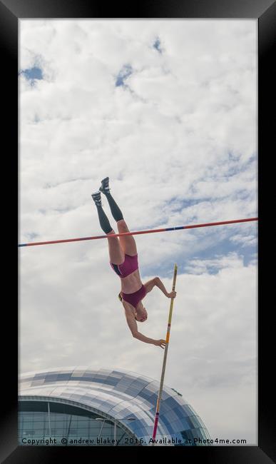 Great north city games - womans pole vault Framed Print by andrew blakey