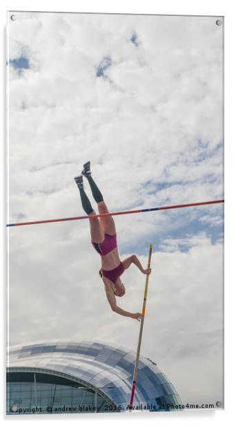 Great north city games - womans pole vault Acrylic by andrew blakey
