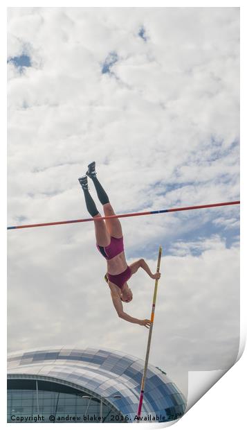 Great north city games - womans pole vault Print by andrew blakey