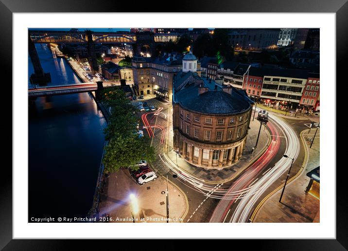 Newcastle Light Trails Framed Mounted Print by Ray Pritchard