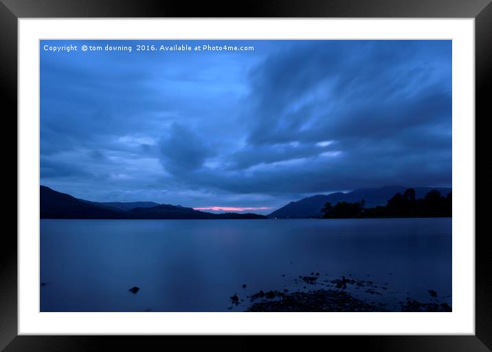 Derwent water at dusk Framed Mounted Print by tom downing
