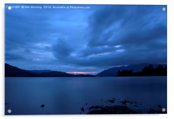 Derwent water at dusk Acrylic by tom downing