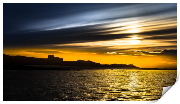 Bamburgh Castle Sunset Print by Philip Male