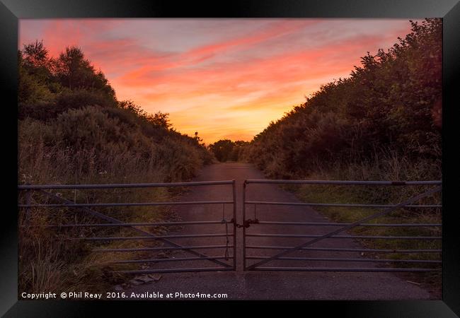Sky on fire Framed Print by Phil Reay