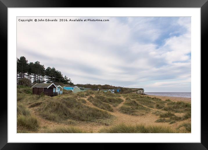 Beach Huts in the Marram Grass Framed Mounted Print by John Edwards