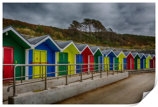Colourful Beach Huts at Barry Island Print by Steve Purnell