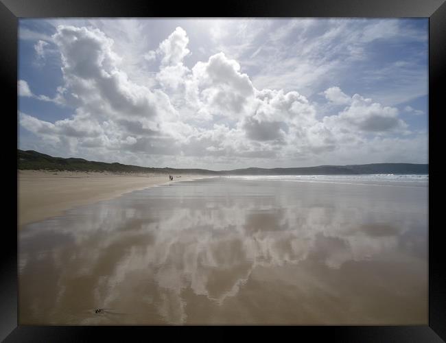 Reflections Hayle Towans Cornwall Framed Print by  