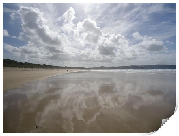 Reflections Hayle Towans Cornwall Print by  