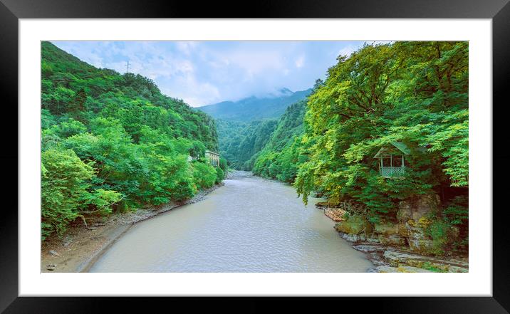 A view from a Stone Bridge Framed Mounted Print by Svetlana Sewell
