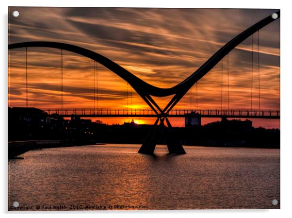 Infinity Bridge Sunset Acrylic by Paul Welsh