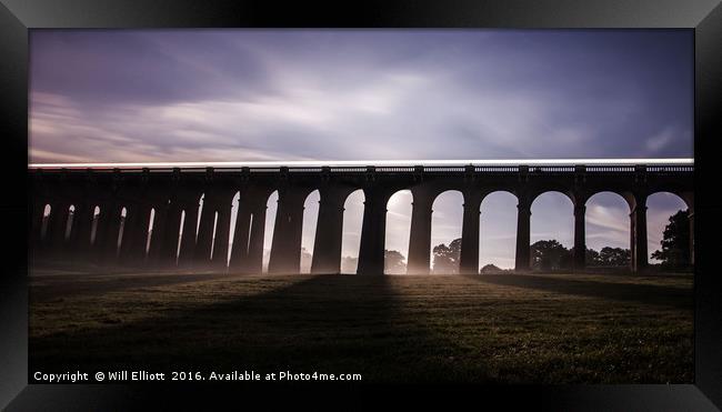 Balcombe Viaduct in the Misty Moonlight at Night Framed Print by Will Elliott