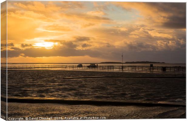 Stormy West Kirby Sunset Canvas Print by David Chennell