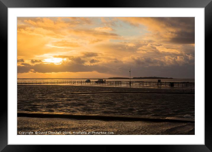 Stormy West Kirby Sunset Framed Mounted Print by David Chennell