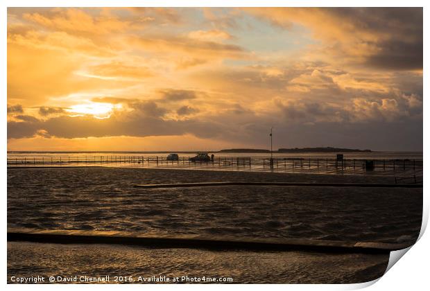 Stormy West Kirby Sunset Print by David Chennell