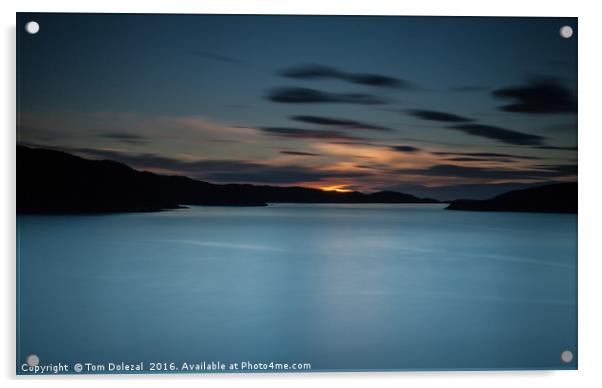 Long exposure  of a Loch Cairnbawn sunset. Acrylic by Tom Dolezal