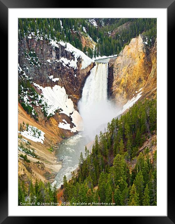 Yellowstone Falls in Spring Time Framed Mounted Print by Jamie Pham