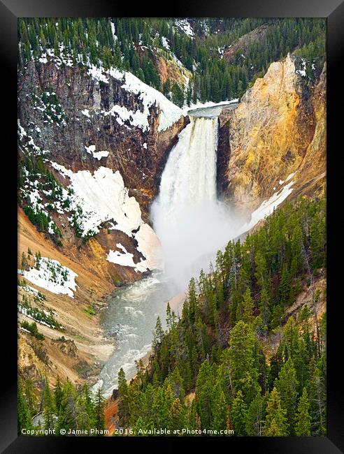 Yellowstone Falls in Spring Time Framed Print by Jamie Pham