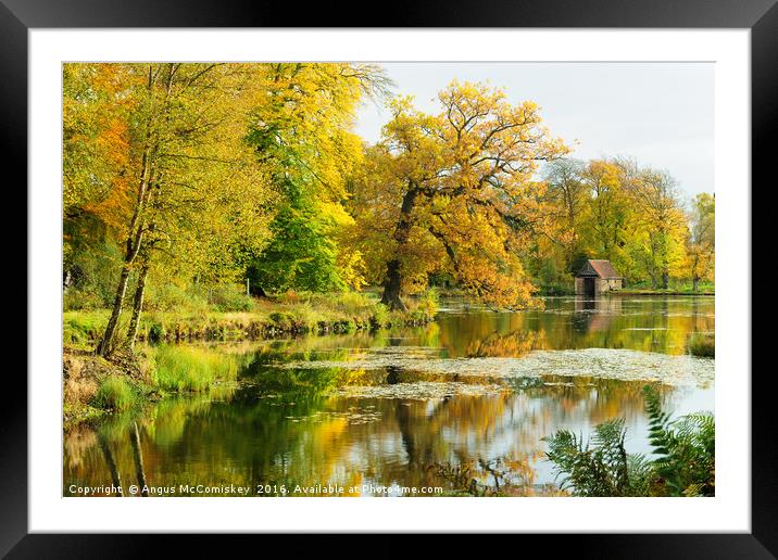 Boathouse on Penicuik Pond  Framed Mounted Print by Angus McComiskey
