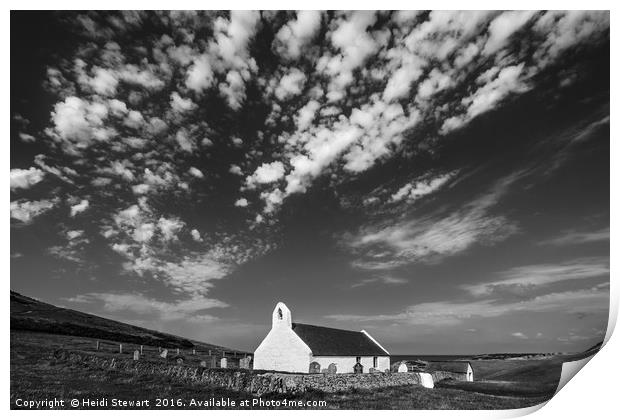 The Church of the Holy Cross at Mwnt, Ceredigion Print by Heidi Stewart