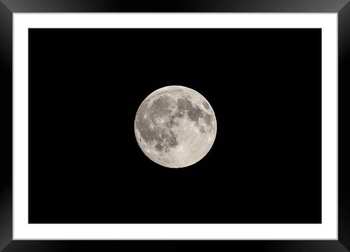 The Moon On Black Night Sky Framed Mounted Print by Radu Bercan