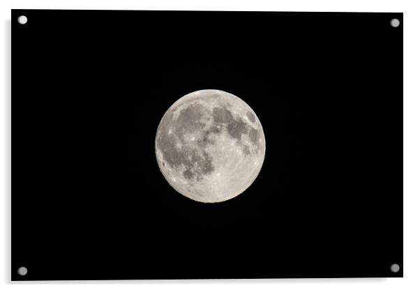 The Moon On Black Night Sky Acrylic by Radu Bercan