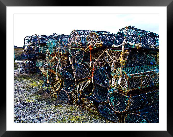 Lobster pots Framed Mounted Print by David French