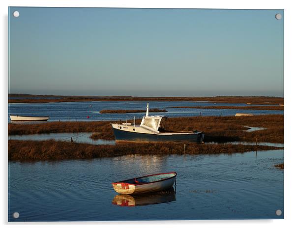 Sun set Brancaster Staithe Acrylic by David French