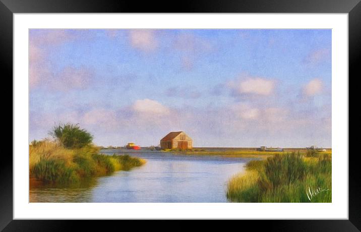 High tide at the Thornham Staithe Framed Mounted Print by Gary Pearson