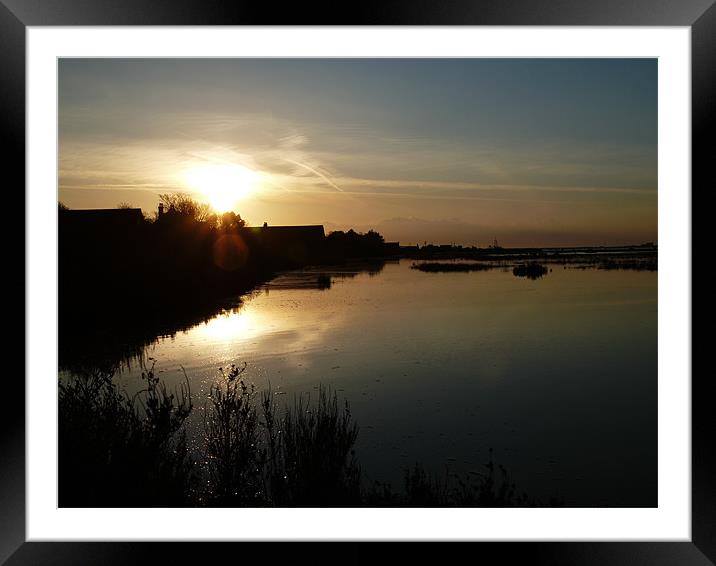 Sunset over Brancaster Staithe Framed Mounted Print by David French