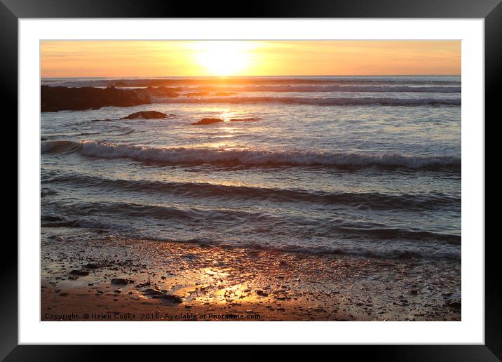 Sunset at Croyde Framed Mounted Print by Helen Cooke