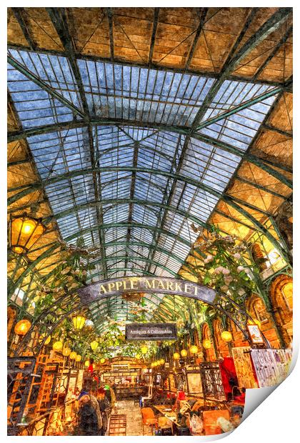 The Apple Market Covent Garden London Oil Print by David Pyatt