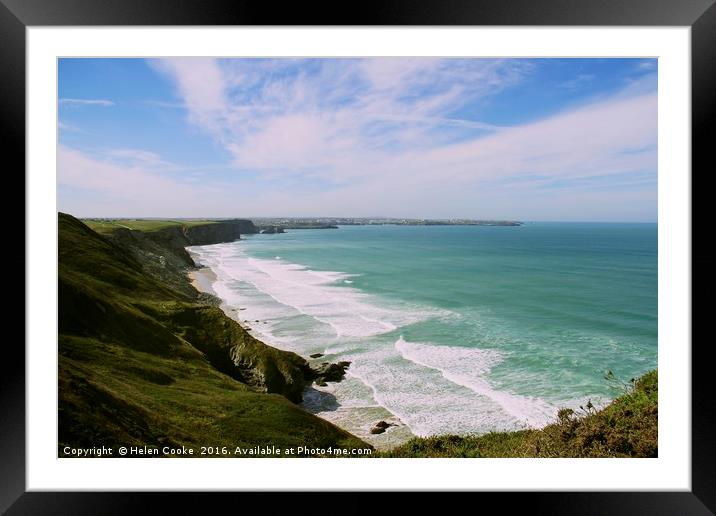Watergate Bay/ Newquay Framed Mounted Print by Helen Cooke