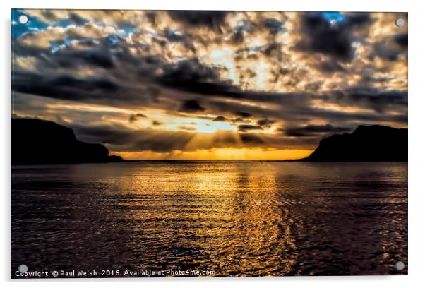 Sunset Portmahomack Scotland Acrylic by Paul Welsh
