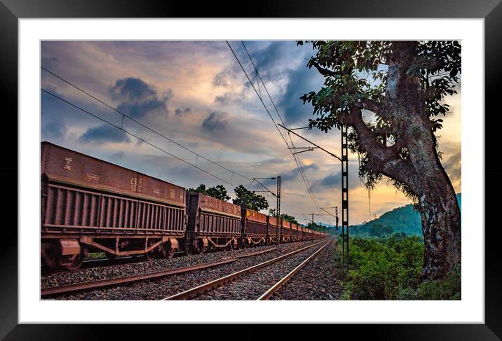 The train to horizon Framed Mounted Print by Indranil Bhattacharjee
